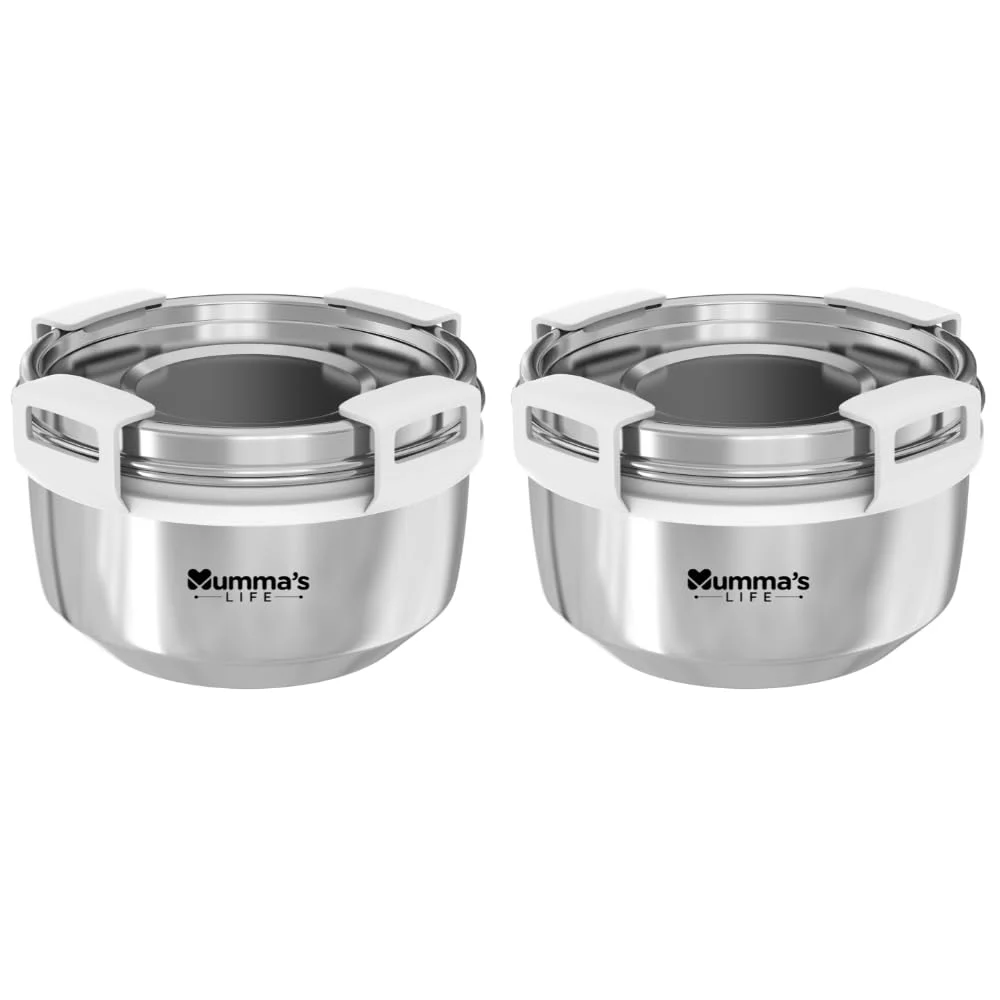 Mummas-LIFE-High Quality Non-Magnetic Stainless Steel Container 300ml Pack of 2 | Food Storage Set